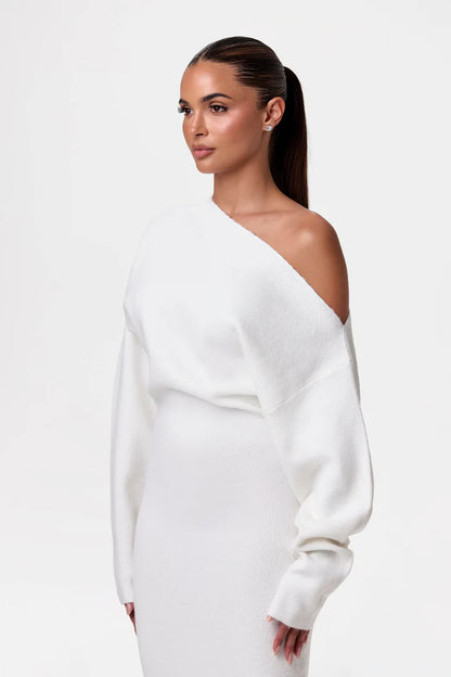 Knit Off-Shoulder Maxi